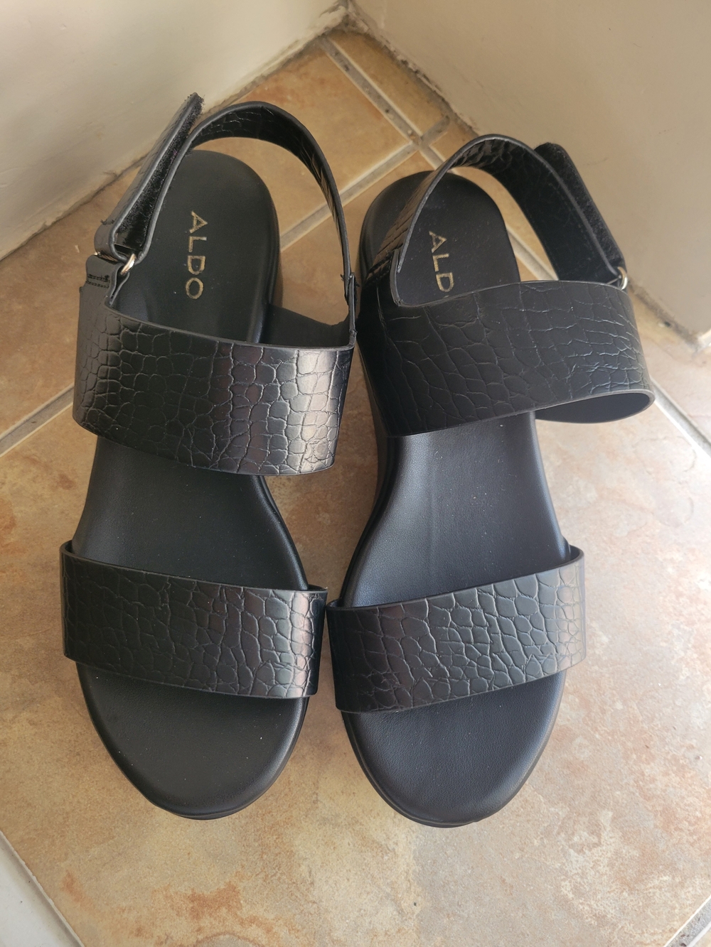 2/$25 ALDO Black Double Strap Sandals